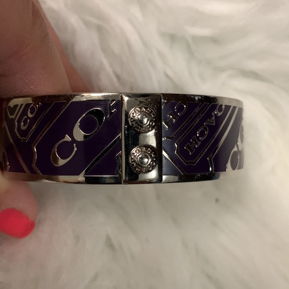 Coach Signature Purple and Silver Double Bangle - Picture 6 of 6